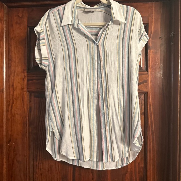 Striped Button-Up Women's Top - Picture 1 of 6
